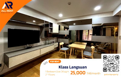 Condos for rent Embassy of the United States : 📍 Klass Langsuan: Condo in the heart of Langsuan, near the CBD, convenient transportation. 1 bedroom, budget 25,000 THB.