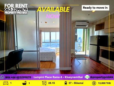 Condos for rent Gateway Ekamai : ✨ High-Floor City View | Cozy 1BR @ Lumpini Place Rama 4 – Kluaynamthai