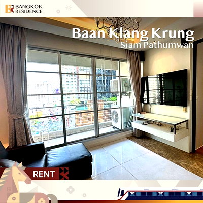 Condos for rent Siam Center :  Rent condo 🌃 Baan Klang Krung Siam Pathumwan, near BTS Ratchathewi, 2BR, 84 sq.m. 🛋️ Beautifully decorated room with full built-in furniture! 