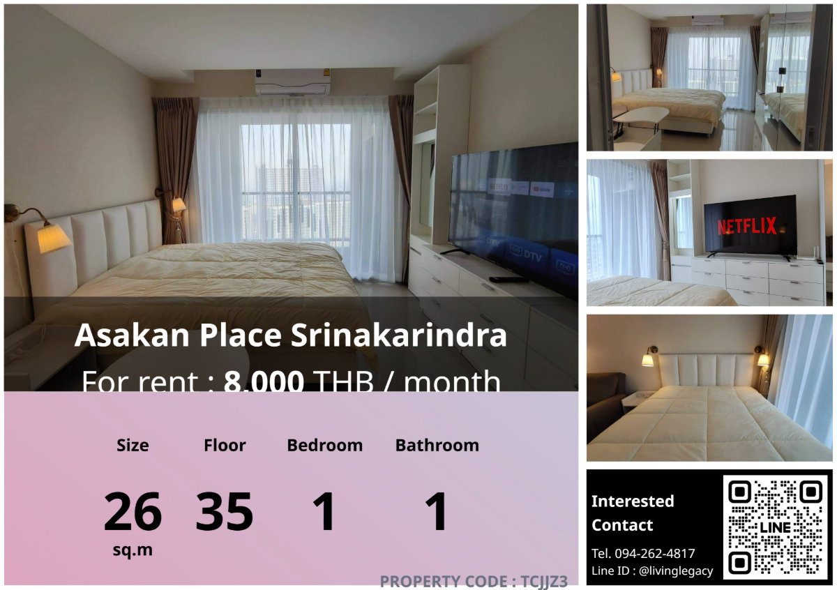รูป TCJJZ3 ให้เช่าคอนโด Asakan Place Srinakarindra 26 ตร.ม. ชั้น 35 line id : @livinglegacy - รูปที่ 25/25