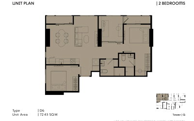 ขายคอนโด : [ขายดาวน์] COBE รัชดา-พระราม 9 | 2 ห้องนอน 72.43 ตร.ม. ห้องมุมกว้างขวาง ราคา 10,300,000 บาท