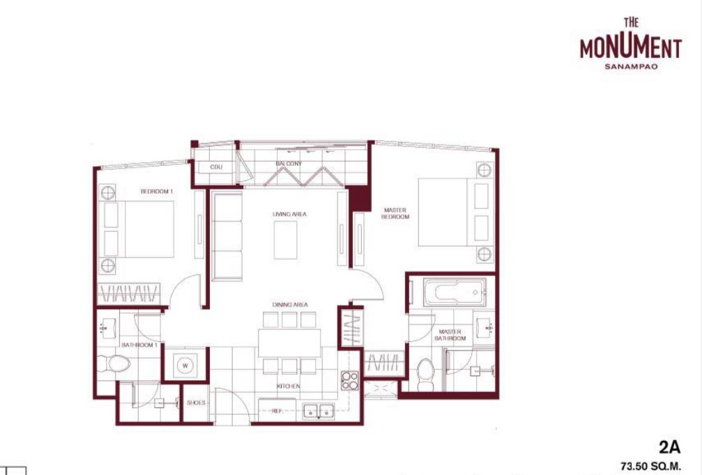 รูป 📍ให้เช่า The Monument Sanampao 2 ห้องนอน 2 ห้องน้ำ ชั้น 10 ขนาด 73.75 ตรม. แต่งสวย พร้อมอยู่ 📍เพียง 65,000 บาท/เดือน - รูปที่ 29/29