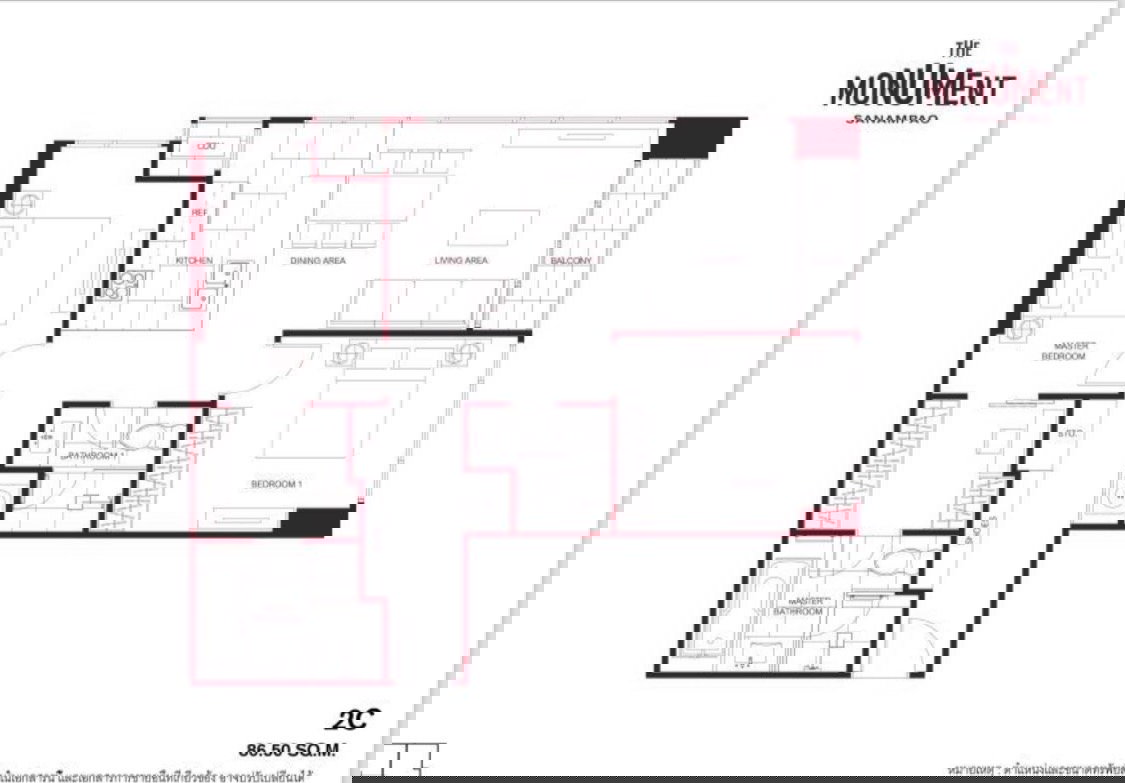 รูป 🔥ให้เช่า The Monument Sanampao 2 ห้องนอน 2 ห้องน้ำ ชั้น 17+, 87 & 90 ตรม. พร้อมอยู่🔥เริ่มเพียง 70,000 บาท/เดือน - รูปที่ 25/25