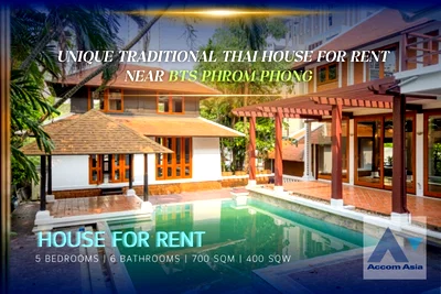 เช่าบ้านเดี่ยว โรงเรียนเซนต์แอนดรูส์อินเตอร์เนชันแนล กรุงเทพ : 🔼🔽 AccomA 📩 Unique traditional Thai House For rent, near BTS Phrom Phong (AA21645)