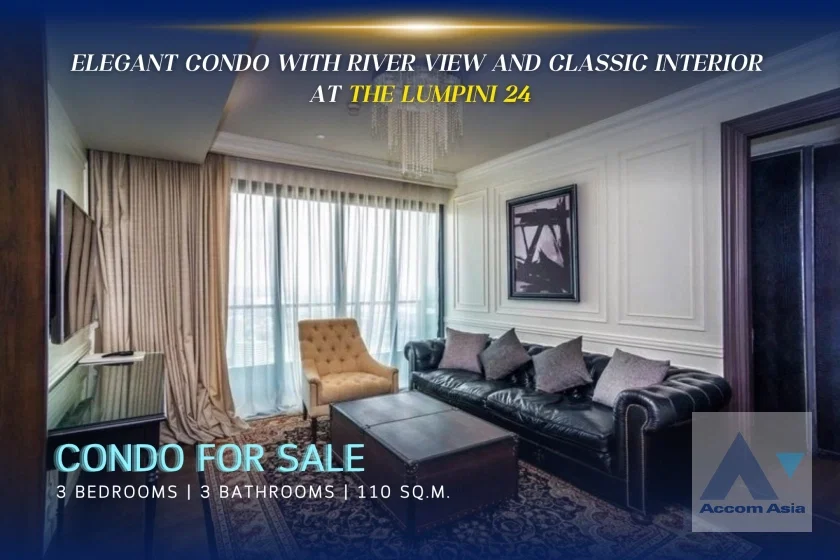 รูป 🔼🔽 AccomA 📩  Elegant condo with river view and classic interior (AA19096) - รูปที่ 1/19