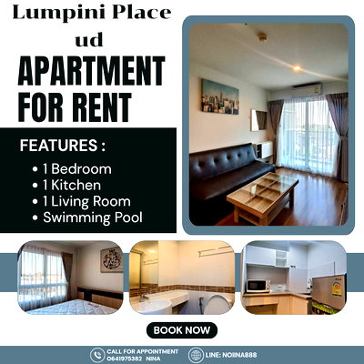 Condos for rent 5 Yaek Market Udon Thani : 🔥 Lumpini Place UD 🔥 Lumpini Place UD | Ready-to-Move-In Condo Near the City 🔥 💰 Unbeatable price (message me for details)
