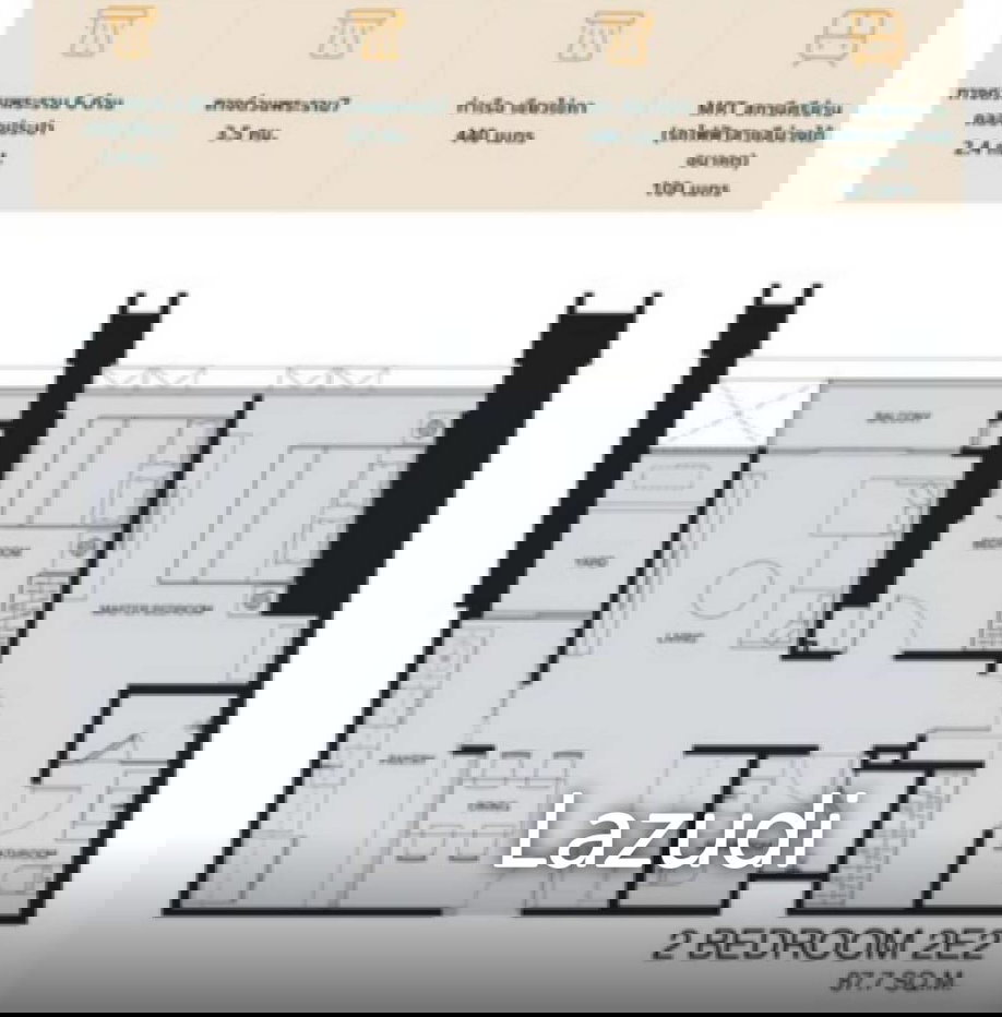 รูป 87.8 ตร.ม.  2 ห้องนอน  2 ห้องน้ำ คอนโดสำหรับ ขายใน ดุสิต - รูปที่ 5/6