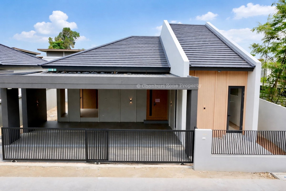 รูป ขายบ้านเดียวชั้นเดียวหลังใหญ่ สไตล์โมเดิร์น นาพร้าว ศรีราชา - รูปที่ 1/18