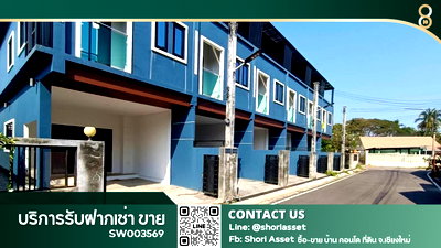 Townhouses for sale Chiang Mai : New 2-story townhome for sale in a prime location, opposite PTT Bor Hin. Just 100 meters from the main Chiang Mai-Doi Saket road. -