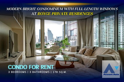 Condos for rent : 🔼🔽 AccomA 📩  Modern Bright Condo with Full-Length Windows in Sukhumvit (AA30109)