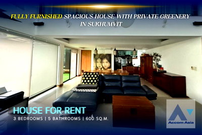 Houses for rent Soi Thonglor (Sukhumvit 55) : 🔼🔽 AccomA 📩 Spacious house with private greenery in Sukhumvit (AA43379)