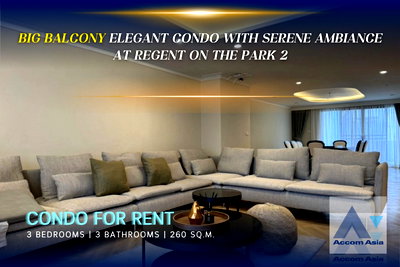 เช่าคอนโด ม.กรุงเทพ กล้วยน้ำไท : 🔼🔽 AccomA 📩 Elegant condo with serene ambiance at Regent On The Park 2 (AA25565)