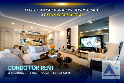 คอนโดให้เช่า : 🔼🔽 AccomA 📩 Modern condo with stylish interiors at Fynn Sukhumvit 31 (AA32188)