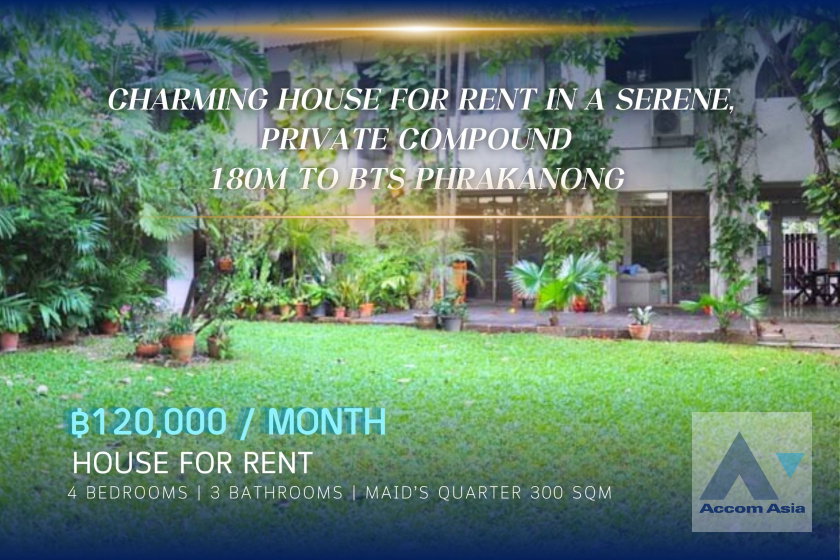 รูป 🔼🔽 AccomA 📩 Charming House for Rent in a Serene, Private Compound - Just 180m to BTS Phrakanong (98082) - รูปที่ 1/20