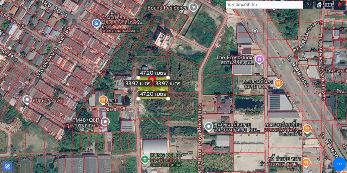 รูป ขายที่ดินแปลงสวย ซอยพัฒนาการ 94 (ซอยอ่อนนุช 70/1 แยก 2-3) 1ไร่ 400 ตารางวา - รูปที่ 2/3