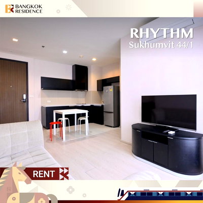 Condos for rent :  Condo For Rent💛Rhythm Sukhumvit 44/1, near BTS Phra Khanong 35K 2BR 52sqm Corner Unit River & City View🌊🌆  