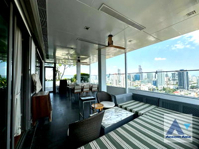 คอนโดให้เช่า : 🔼🔽 AccomA 📩 Pet friendly,Penthouse,Huge Terrace,Duplex Condo,Double High Ceiling 4 BR Condominium @Aequa Residence Sukhumvit 49 (AA45818)
