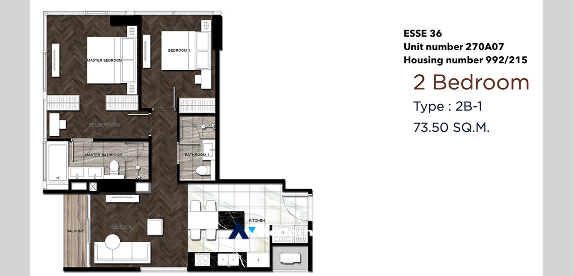 รูป 🔼🔽 AccomA 📩  2 BR Condominium @The Esse Sukhumvit 36 (AA34453) - รูปที่ 13/14