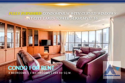 Condos for rent : 🔼🔽 AccomA 📩 Bright condominium with curved windows and open-plan living in Sukhumvit (24409)