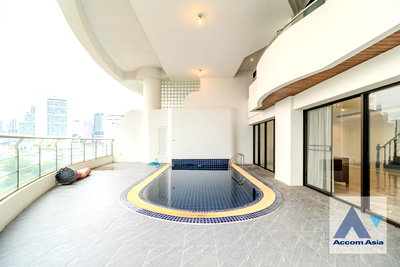 คอนโดให้เช่า : 🔼🔽 AccomA 📩 Elegant duplex condominium with pool on balcony and skyline views (2012701)