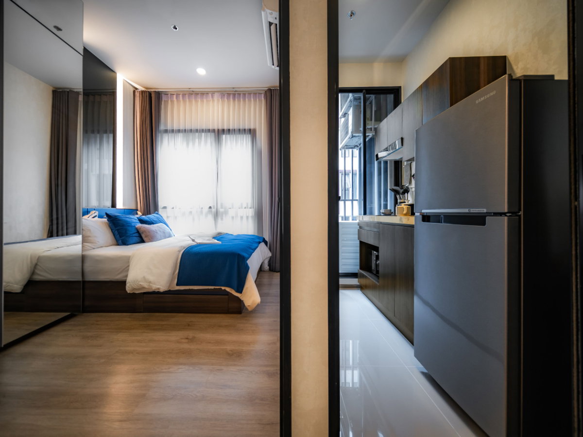 รูป [ชั้นสูง วิวหลักล้าน!] คอนโดพร้อมอยู่เพดานสูง 2.9 ม. โปร่งสบาย ติด MRT สายชมพู  เลี้ยงสัตว์ได้แห่งแรกในรามอินทรา - รูปที่ 2/9