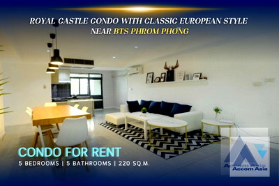 Condos for rent : 🔼🔽 AccomA 📩 Royal Castle condo with classic European style  Near BTS Phrom Phong (AA37144)