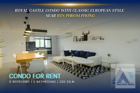 🔼🔽 AccomA 📩 Royal Castle condo with classic European style  Near BTS Phrom Phong (AA37144)
