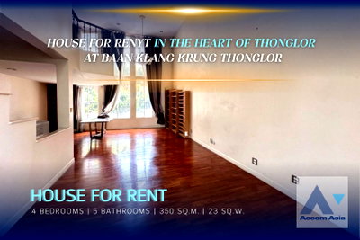 Houses for rent Soi Thonglor (Sukhumvit 55) : 🔼🔽 AccomA 📩 House for rent in the heart of Thonglor in private compound at  Baan Klang Krung Thonglor (AA42239)