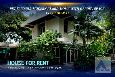 Houses for rent Soi Ekamai (Sukhumvit 63) : 🔼🔽 AccomA 📩 Modern family home with garden space in Sukhumvit (AA38011)