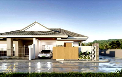 Twin houses for sale Kathu Phuket : Newly renovated single-storey semi-detached house in Kathu, located in The Valley Kathu Village.