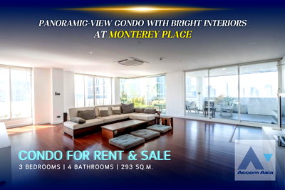 คอนโดให้เช่า : 🔼🔽 AccomA 📩 Panoramic-view condo with bright interiors at Monterey Place (AA28408)