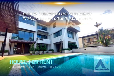 Houses for rent One Bangkok : 🔼🔽 AccomA 📩 Boutique 3-Bedroom House for Rent in Compound near MRT Khlong Toei, Sathorn (55091)