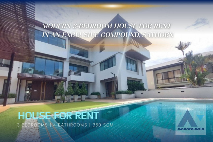 รูป 🔼🔽 AccomA 📩 Boutique 3-Bedroom House for Rent in Compound near MRT Khlong Toei, Sathorn (55091) - รูปที่ 1/20