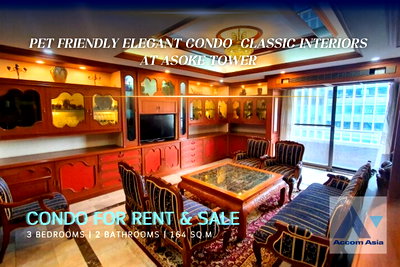 Condos for rent : 🔼🔽 AccomA 📩 Elegant condo with luxurious classic interiors at Asoke Tower (13001119)