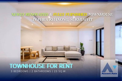 Townhouses for rent Outer Sukhumvit : 🔼🔽 AccomA 📩 Newly renovated and fully furnished townhouse for rent in Sukhumvit, Bangkok near BTS Phra khanong (AA41379)