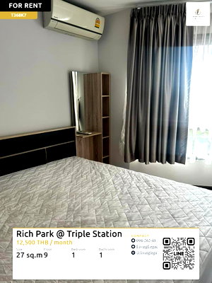 คอนโดให้เช่า : T368K7 ให้เช่าคอนโด Rich Park @ Triple Station 27 ตร.ม. ชั้น 9 line id : @livinglegacy