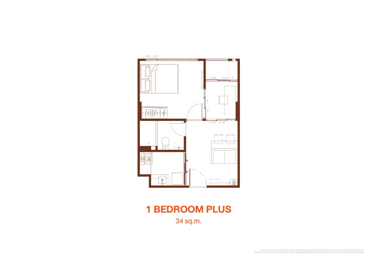 รูป คอนโดบางแสน สุดเริ่ดด [ห้องใหญ่ที่สุดในโครงการ] Kave Coco Bangsaen 1 Bed Plus (35 ตร.ม.) ห้องอเนกประสงค์ปรับเปลี่ยนได้ตามใจคุณ! - รูปที่ 8/19