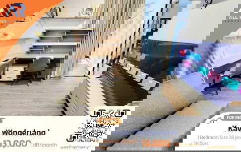 🔥 For rent, Kave Wonderland, good location, close to university – places to eat, 1 bedroom, 28 sq m, only 13,000/month.