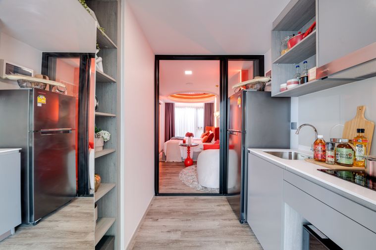 คอนโดบางแสน Kave Coco Bangsaen ห้องใหญ่ 1 Bed Extra (28 ตร.ม.+) ตู้เสื้อผ้า 2 ชุด อยู่สบาย เก็บของจุใจ ใกล้ ม.บูรพา!