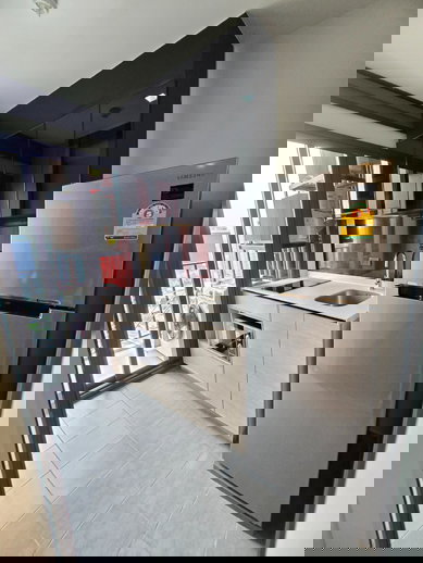 รูป 🔔New🔔 ให้เช่า 1 นอนแต่งสวย ตกแต่งใหม่ ชั้น 27 ทิศใต้ ห้องไม่ร้อน ที่ The Base Garden พระราม 9 - รูปที่ 9/16