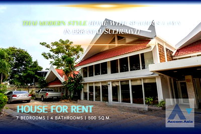 Houses for rent Bangkok : 🔼🔽 AccomA 📩 Thai-Modern Style Home with Spacious Lawn in Ekkamai, Sulhumvit (90523)