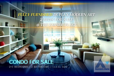 Condos for sale : 🔼🔽 AccomA 📩 Fully Furnished Duplex modern art 2 beds for SALE at The Empire Place (AA26881)