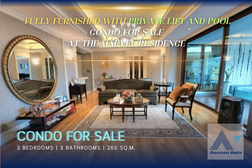 รูป 🔼🔽 AccomA 📩 Fully Furnished with Private Lift and Pool Condo For Sale at The Marvel Residence (AA35405) - รูปที่ 1/20