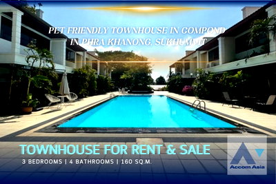Townhouses for rent Outer Sukhumvit : 🔼🔽 AccomA 📩 3-storey townhouse in calm alley of Phra Khanong (AA40286)