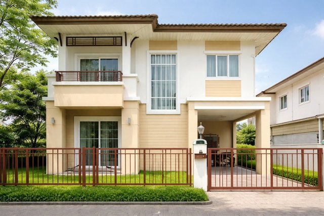 รูป เทพารักษ์-วงแหวน บ้านเดี่ยว 2 ชั้น 3 นอน 2 น้ำ ใกล้ BTS เทพารักษ์ 1.8 กม. บ้านมุม 56 ตร.ว. 230 ตร.ม. ตลาดแพรกษา 1.6 กม. - รูปที่ 1/8