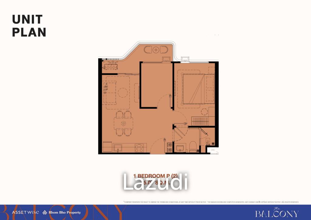 รูป 33.0 ตร.ม. 1 ห้องนอน 1 ห้องน้ำ คอนโดสำหรับ ขายใน สาคู - รูปที่ 2/3
