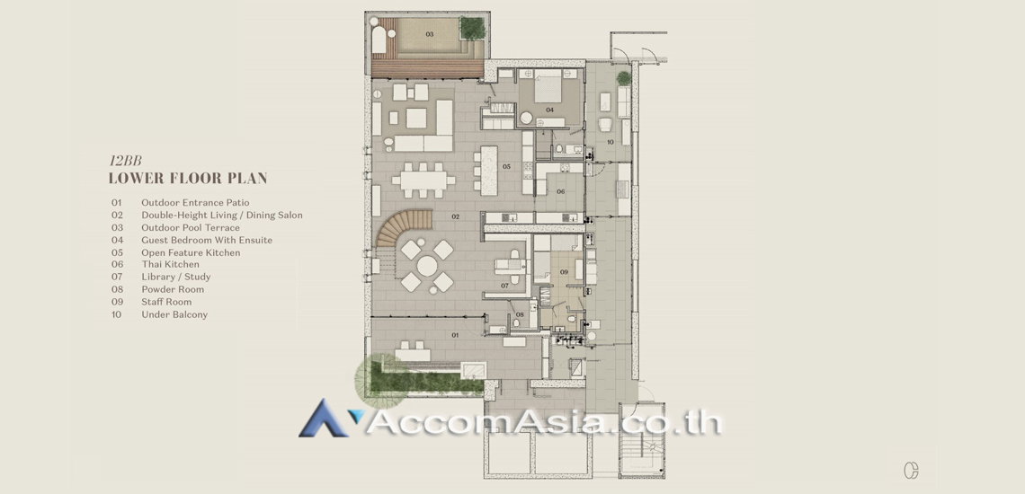 รูป 🔼🔽 AccomA 📩 Spacious luxury duplex condominium featuring an open-plan layout and a large private balcony ( AA31290 ) - รูปที่ 7/8