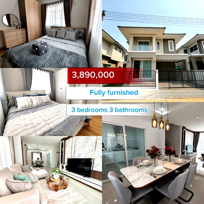 บ้านแฝด เชียงใหม่ : บ้านใหม่ ตกแต่งเฟอร์ฯทั้งหลัง พร้อมเข้าอยู่ 3.89 ล้านบาท ใกล้เมืองเชียงใหม่ ใกล้สนามบินเชียงใหม่ 