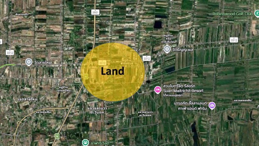 รูป ขายที่ดินแปลงใหญ่ ลำลูกกา ติดถนนเลียบคลอง 7 ทำเลดี เดินทางสะดวก ! - รูปที่ 4/4