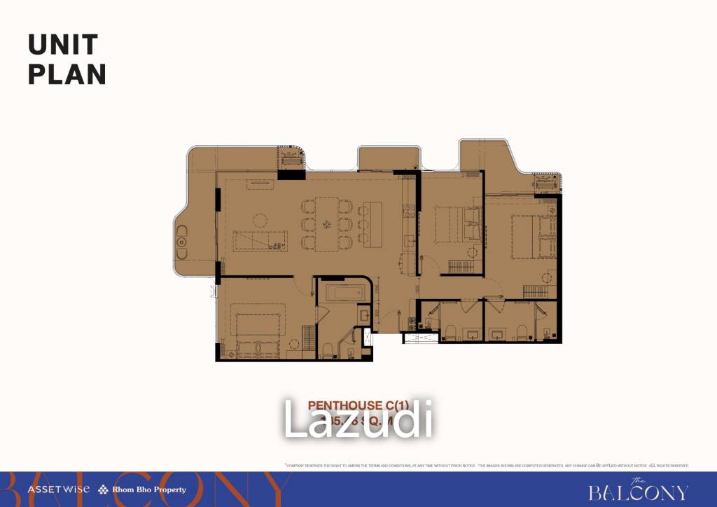 รูป 139.4 ตร.ม. 3 ห้องนอน 3 ห้องน้ำ คอนโดสำหรับ ขายใน สาคู - รูปที่ 2/3